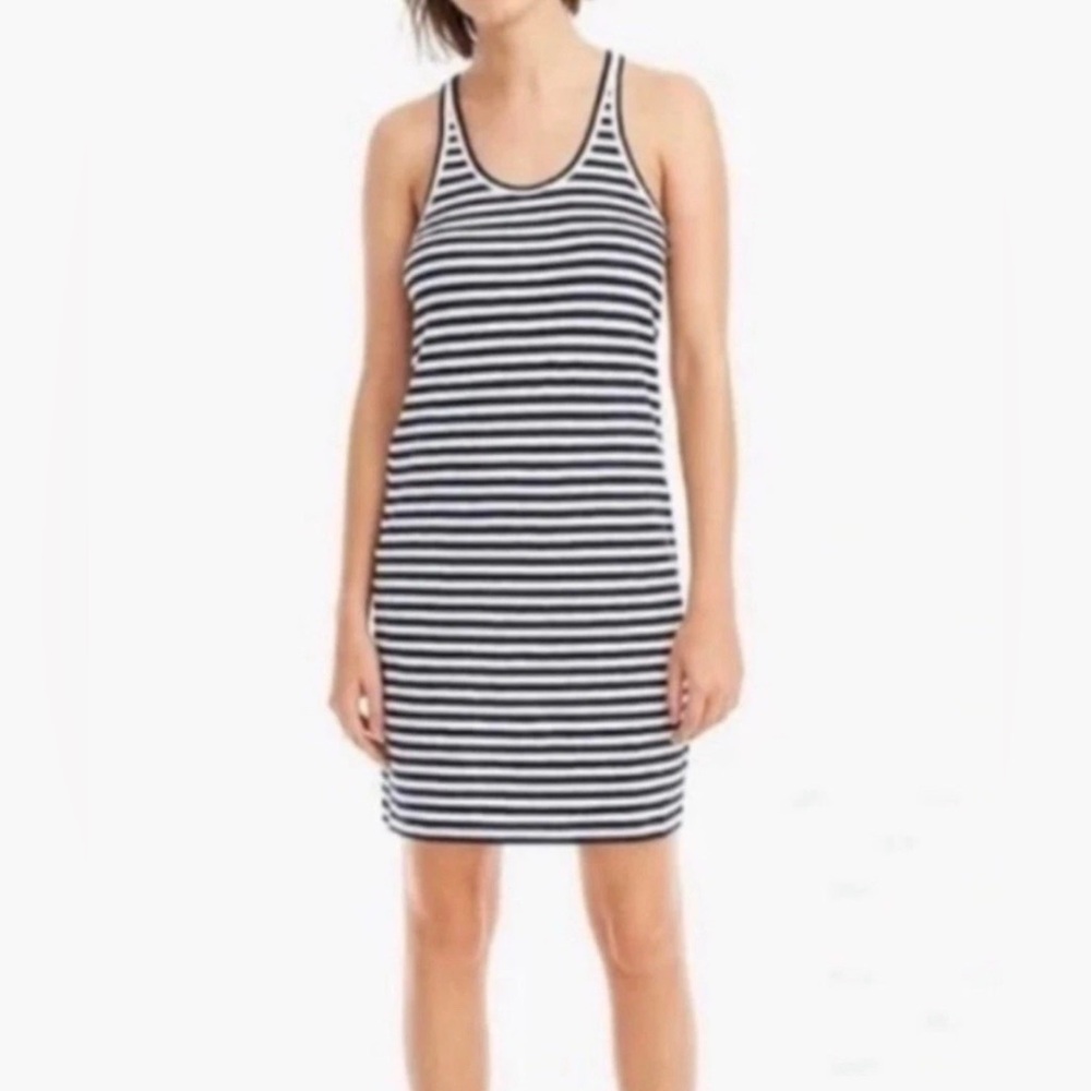 **J Crew** Sz XL Navy & White Racerback Tank Dress